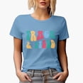 thumbnail image 1 of Track & Field, Running, Jumping & Throwing Sports Themed, Groovy Retro Wavy Text Merch Gift, Baby Blue T-Shirt, Medium, 1 of 5
