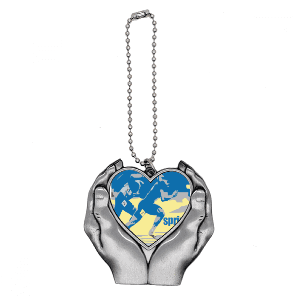 Track Field Sprint Anaerobic Car Keychain Heart Pendant Ornament Charm