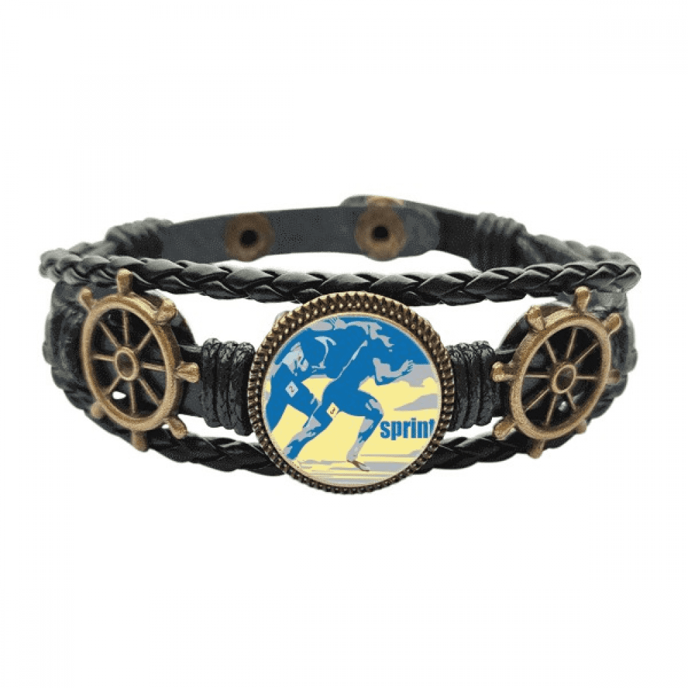 Track Field Sprint Anaerobic Leather Braided Ocean Bracelet Wristband