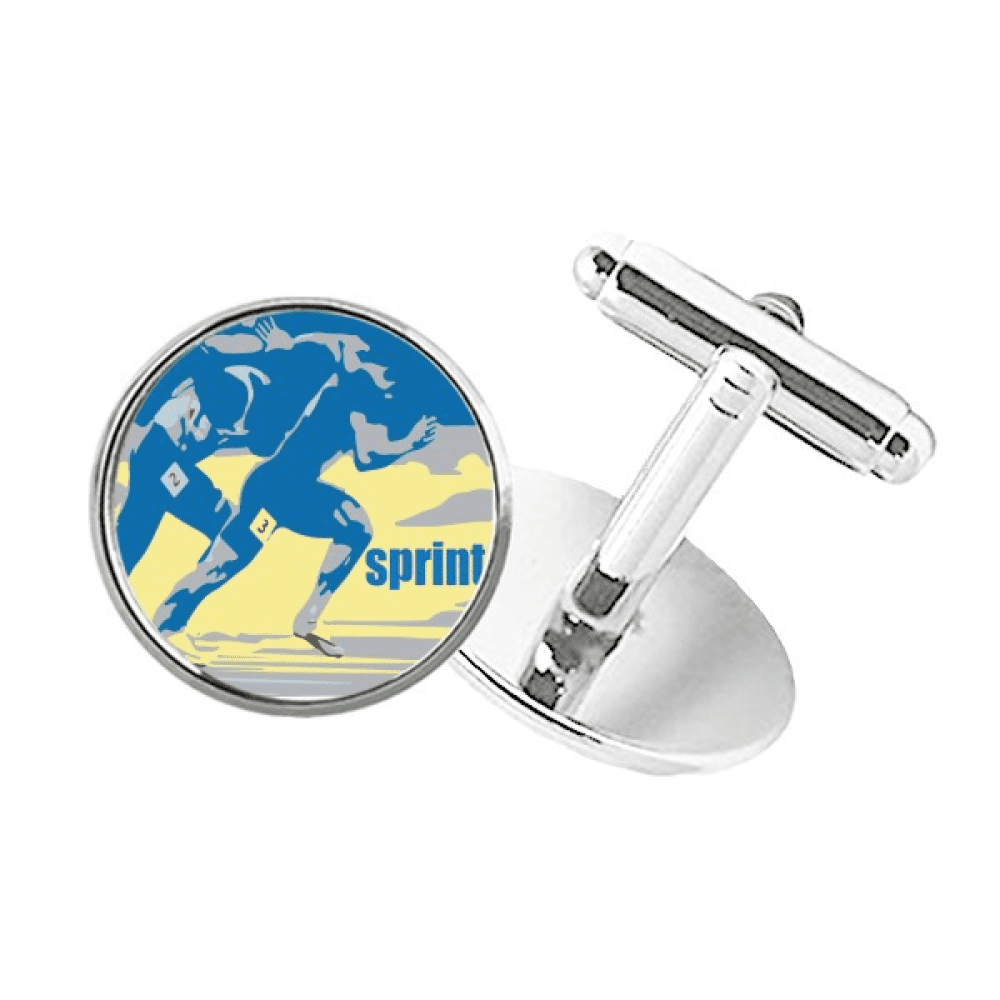 Track Field Sprint Anaerobic Round Button Cuff Clip Stud Cufflinks