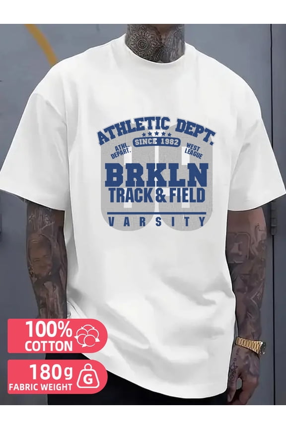 Track & Field Tee mens white 180G 100% Cotton Refreshing and lightweight,perfect for summer sports and leisure wear Vintage Unisex Shirt Short Sleeve tshirts