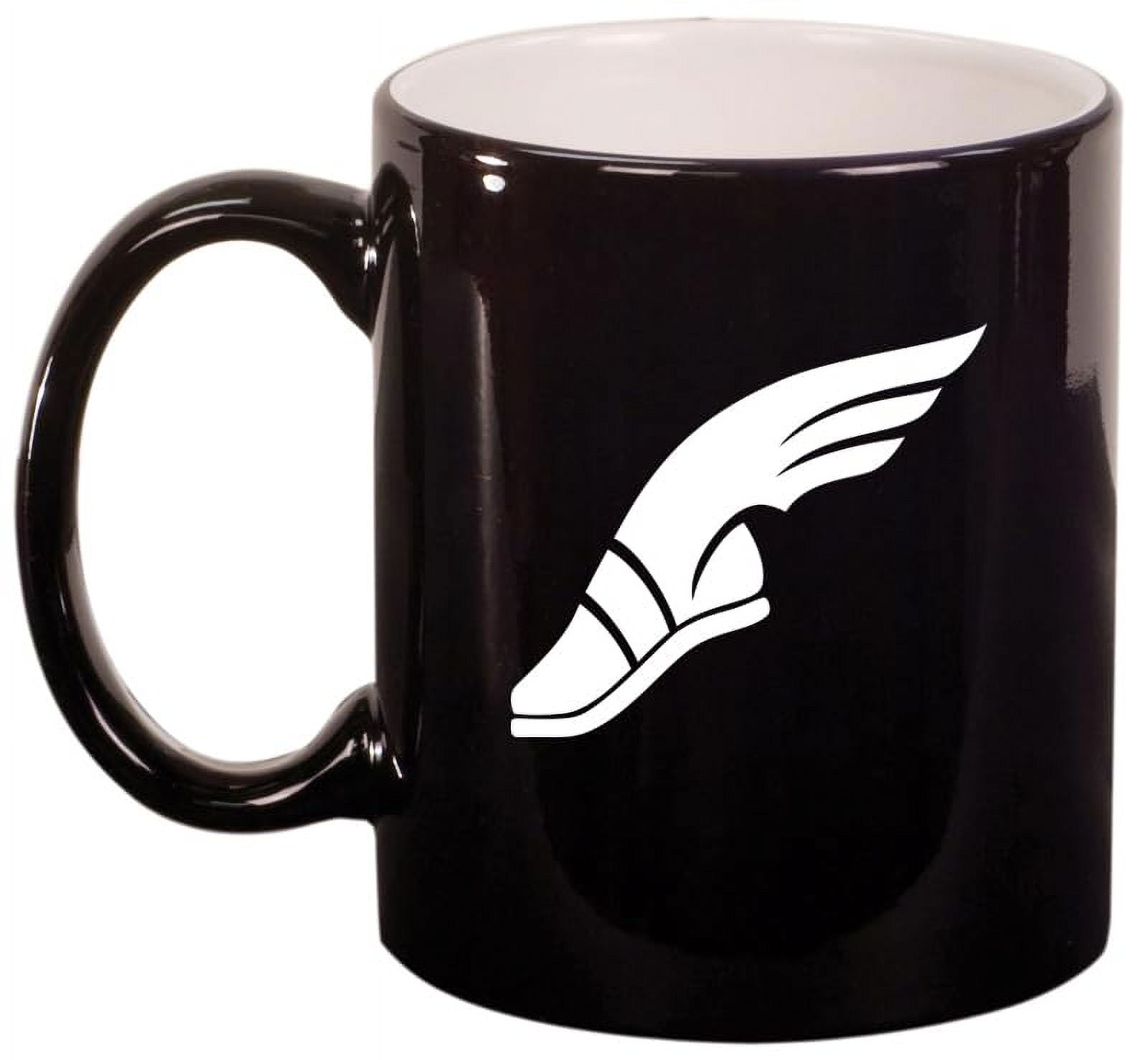 Track & Field Wing Shoe Ceramic Coffee Mug Tea Cup Gift (11oz Gloss Black)