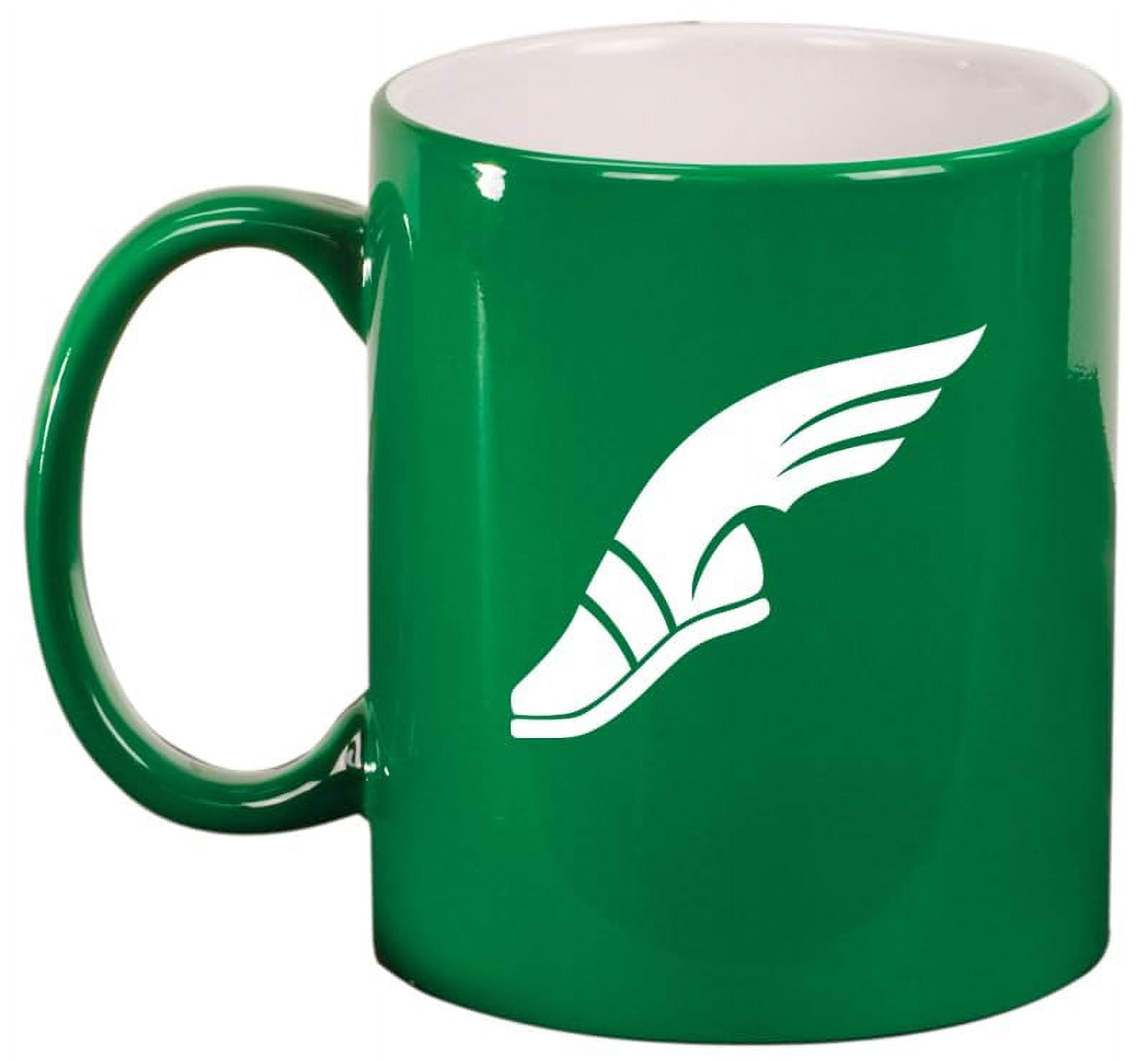 Track & Field Wing Shoe Ceramic Coffee Mug Tea Cup Gift (11oz Green)