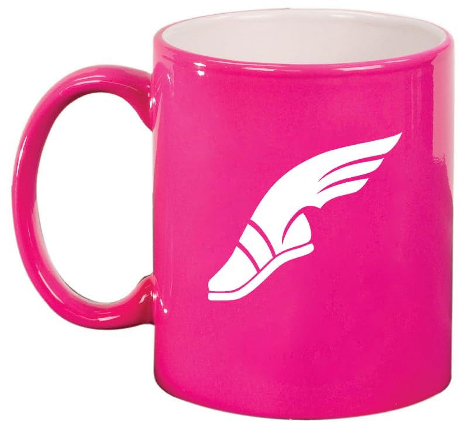 Track & Field Wing Shoe Ceramic Coffee Mug Tea Cup Gift (11oz Hot Pink)