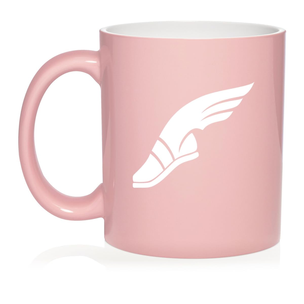 Track & Field Wing Shoe Ceramic Coffee Mug Tea Cup Gift (11oz Light Pink)