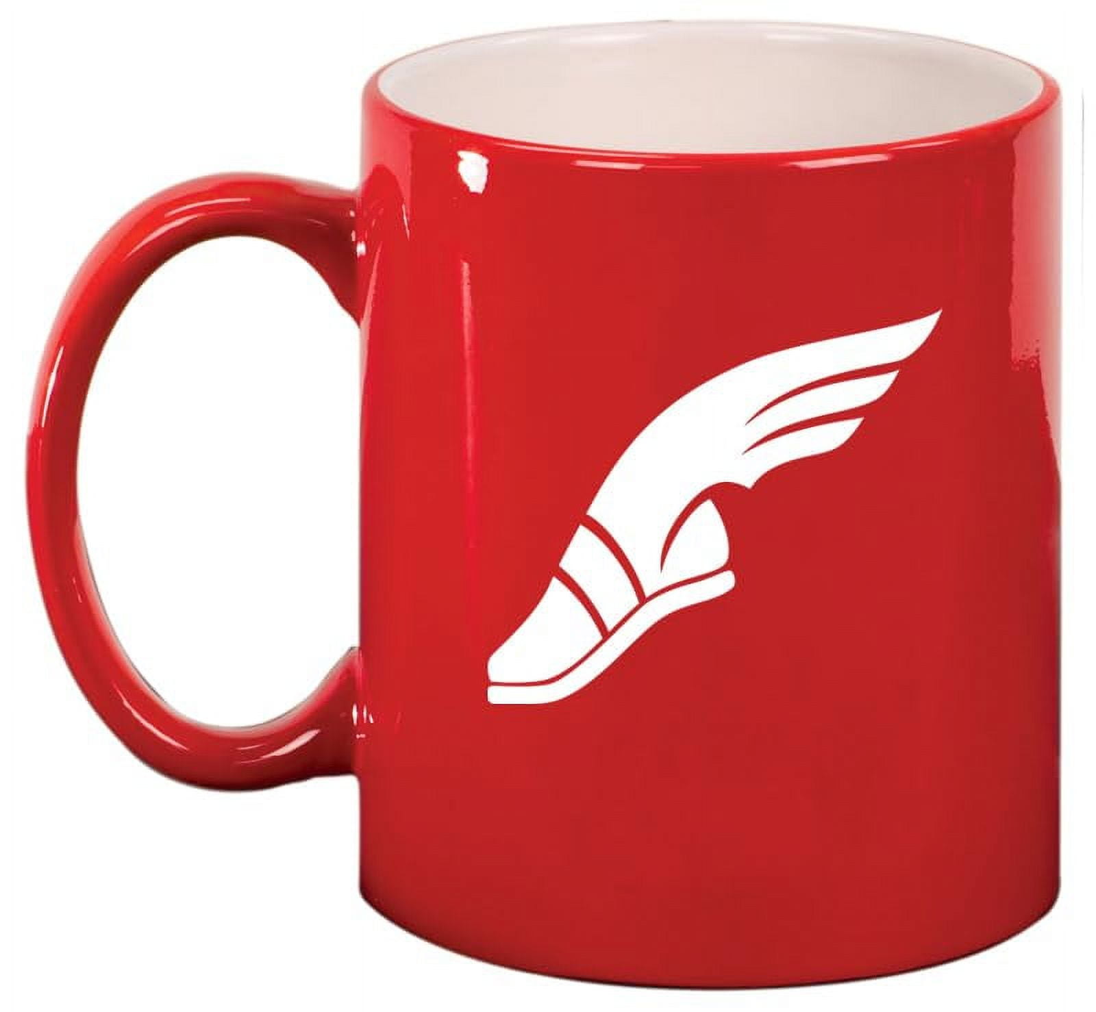 Track & Field Wing Shoe Ceramic Coffee Mug Tea Cup Gift (11oz Red)