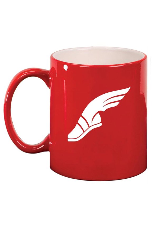 Track & Field Wing Shoe Ceramic Coffee Mug Tea Cup Gift (11oz Red)