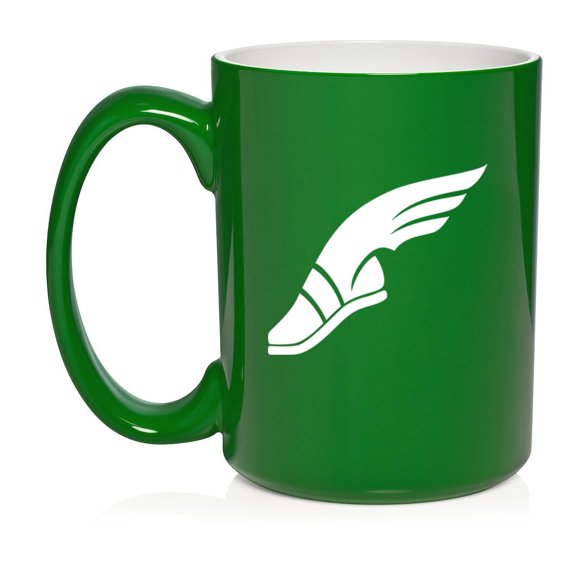 Track & Field Wing Shoe Ceramic Coffee Mug Tea Cup Gift (15oz Green)