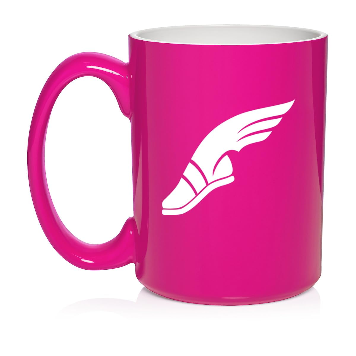 Track & Field Wing Shoe Ceramic Coffee Mug Tea Cup Gift (15oz Hot Pink)