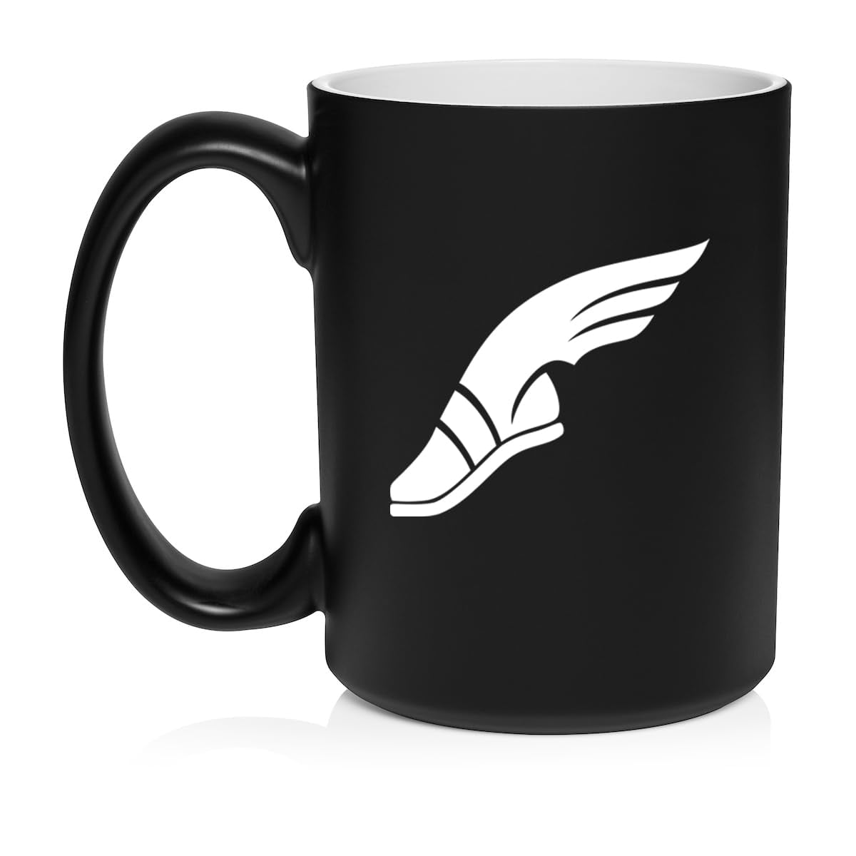 Track & Field Wing Shoe Ceramic Coffee Mug Tea Cup Gift (15oz Matte Black)