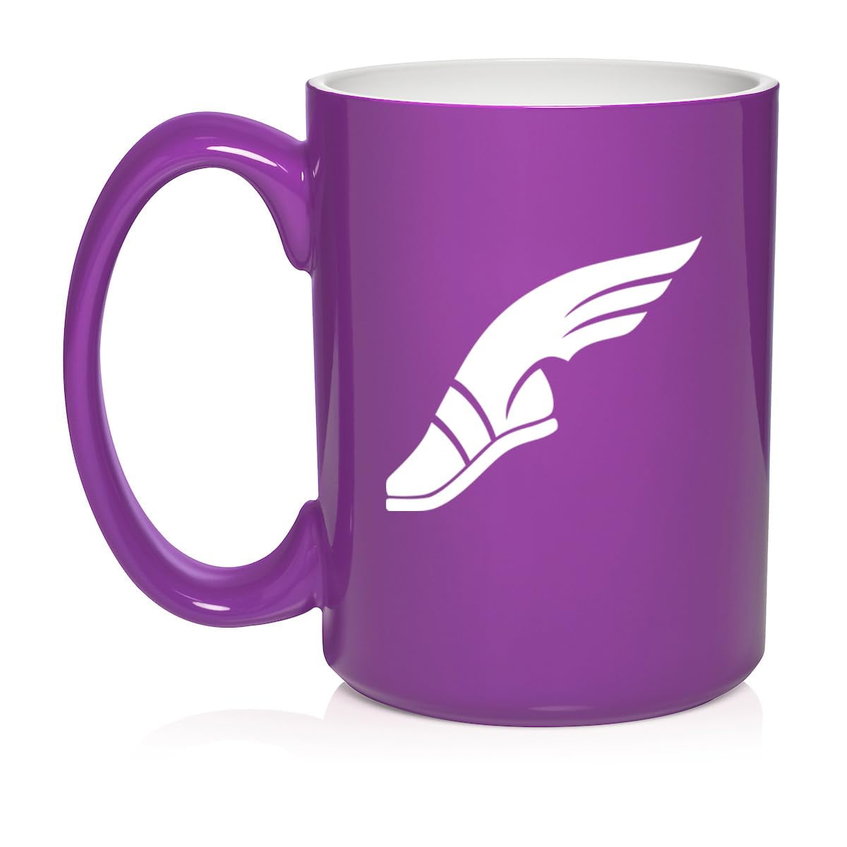 Track & Field Wing Shoe Ceramic Coffee Mug Tea Cup Gift (15oz Purple)