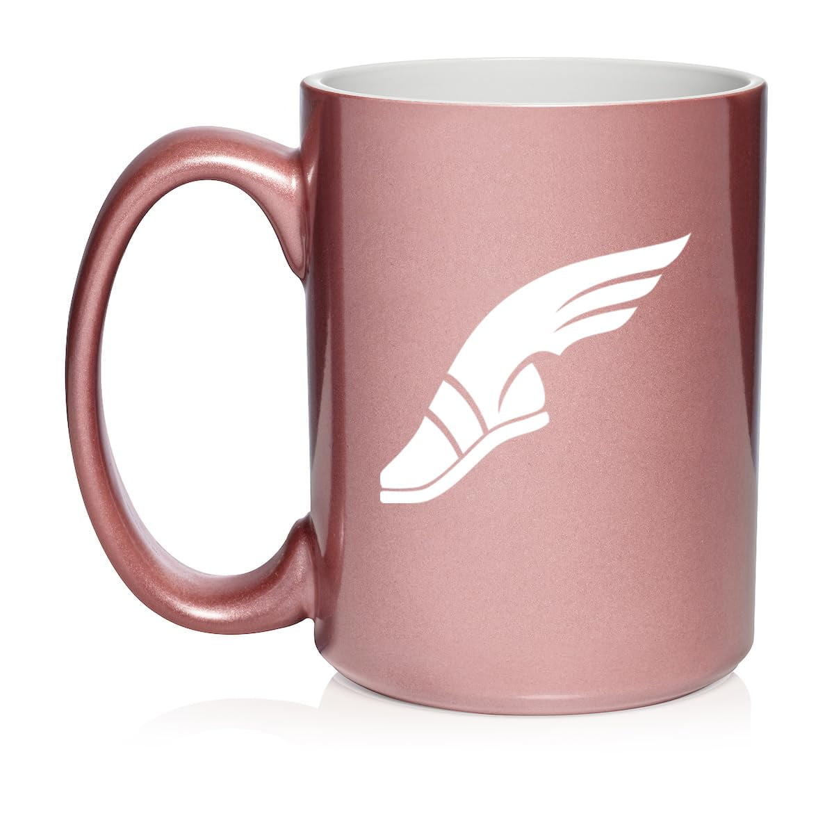 Track & Field Wing Shoe Ceramic Coffee Mug Tea Cup Gift (15oz Rose Gold)