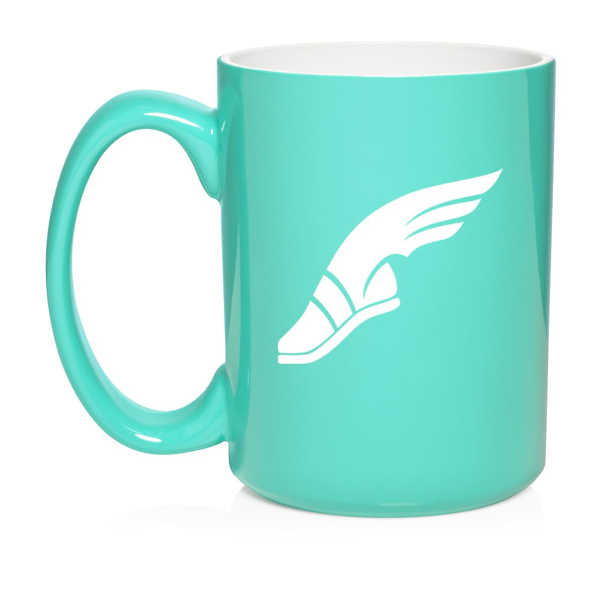 Track & Field Wing Shoe Ceramic Coffee Mug Tea Cup Gift (15oz Teal)