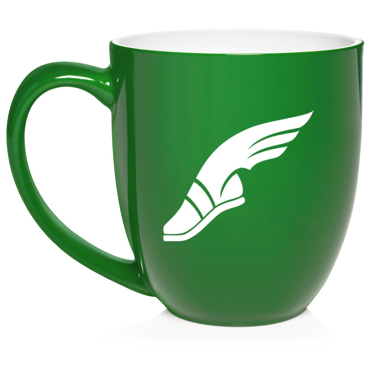 Track & Field Wing Shoe Ceramic Coffee Mug Tea Cup Gift (16oz Green)