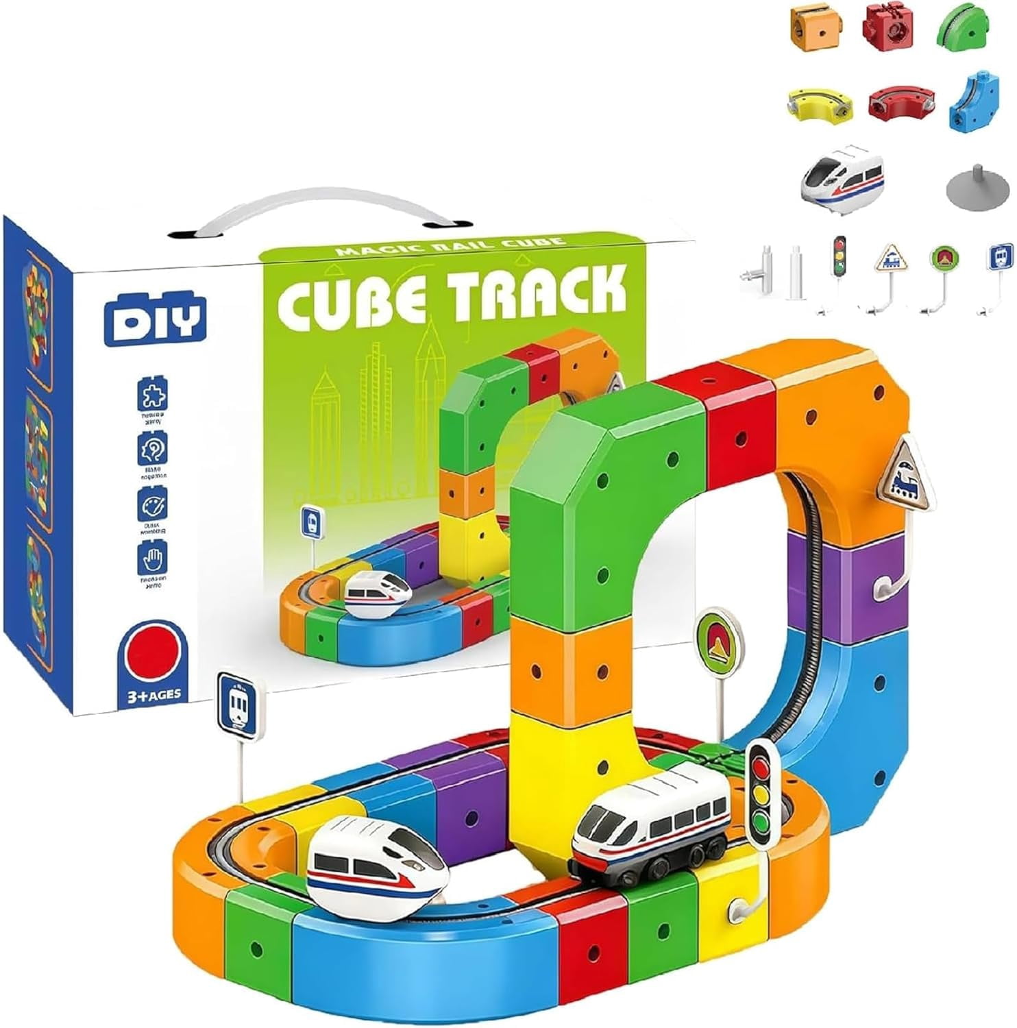 Track Fusion 3D Train Set - 51PC Flexible Rail Building Kit - Walmart.com