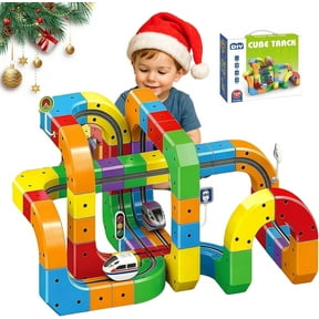 Track Fusion, Trackfusion Train - Electric Train Set, 3D Train Routes with Mix-and-Match STEM Cubes, DIY Magic Track Cube with Rechargeable Car for Interactive Fun Play and Gifts (51Pcs)