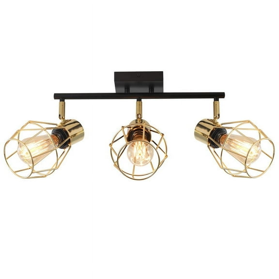 Track Lighting Fixtures Ceiling Light,3 Adjustable Track Heads,Modern Directional Spotlight for Dining Table, Kitchen, Hallway, Living Room, Bathroom, Art Gallery.(Gold)