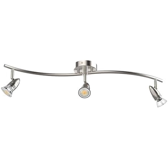 Track Lighting, Modern 3-Light Decorative Brushed Steel Flush Mount Ceiling Light Fixture, GU10 Pivot Heads, Adjustable Arms Directional Ceiling Spotlight Over Kitchen Sink, 28 Inch