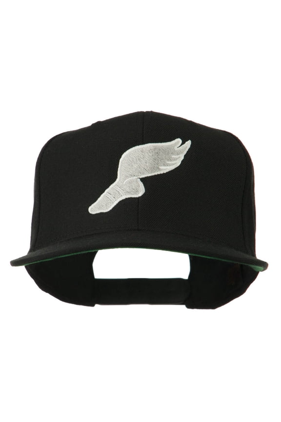 Track Logo Embroidered Flat Bill Cap - Black OSFM