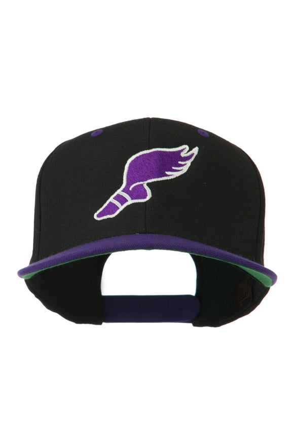 Track Logo Embroidered Flat Bill Cap - Black Purple OSFM