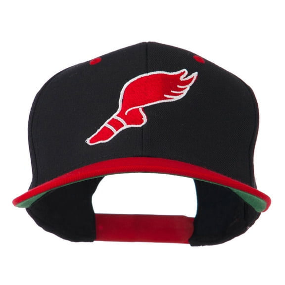 Track Logo Embroidered Flat Bill Cap - Black Red OSFM