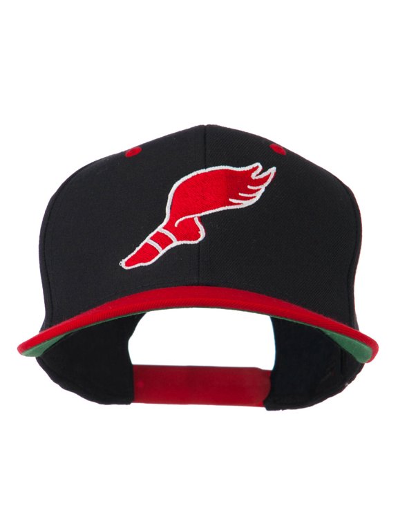 Track Logo Embroidered Flat Bill Cap - Black Red OSFM