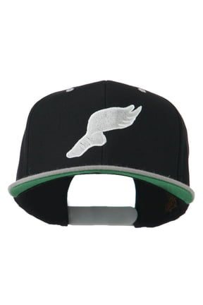 Track Logo Embroidered Flat Bill Cap - Black Silver OSFM