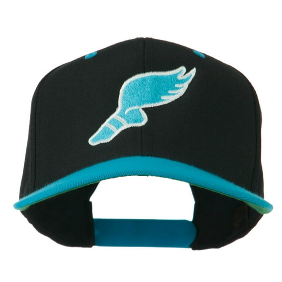 Track Logo Embroidered Flat Bill Cap - Black Teal OSFM
