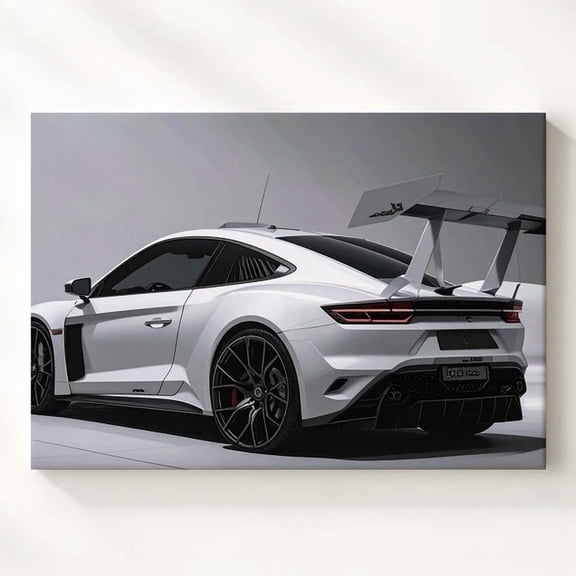 Track Machine White Performance Sports Car In Studio Light Wall Art Decor Art