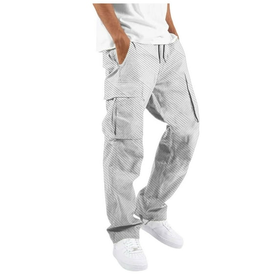 Track Pants Men with Front Zip Khaki Cargo Pants for Men Casual Solid Color Outdoor Straight Leg Pant Comfortable Fitsness Jogger Workout Trousers Long Pants with Button Zipper Multi-Pocket XL
