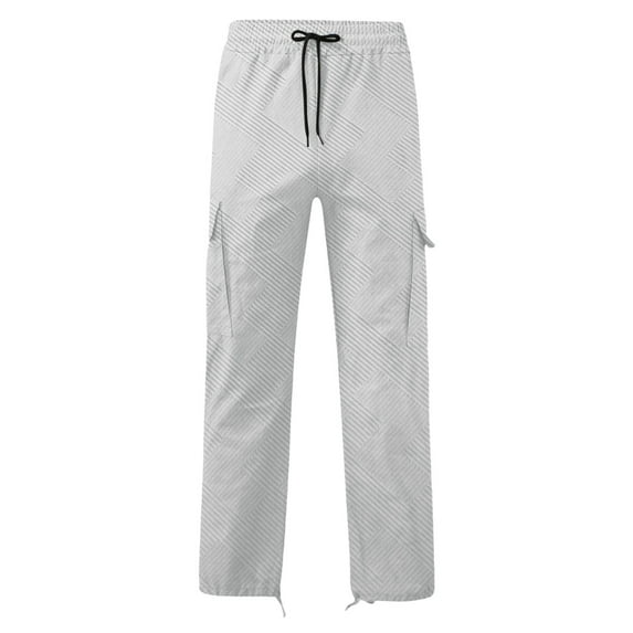 Track Pants Men with Front Zip Cargo Pants for Men Solid Casual Multiple Pockets Outdoor Straight Type Fitness Pants Cargo Pants Trousers