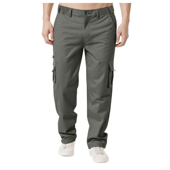 Track Pants Men with Front Zip Mens Baggy Cargo Pants Casual Drawstring Elastic Waist Parachute Pants Loose Fit Unisex Street Y2K Trousers