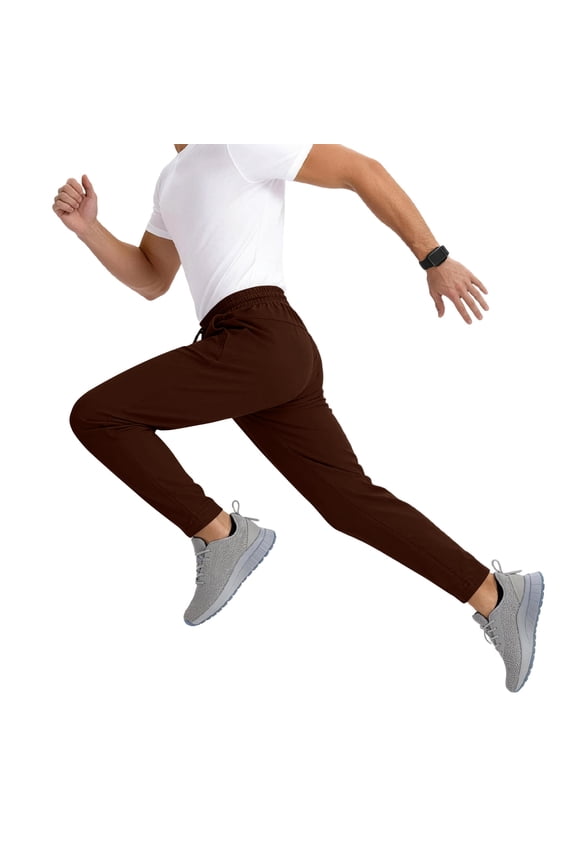 Track Pants Mens Sweatpants with Zipper Pockets Open Bottom Warm up Athletic Pants for Jogging Workout Gym Running Training Brown M