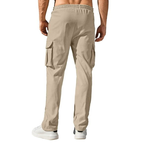 Track Pants Mens Wide Leg Cargo Pants for Mens 2025 Plus Size Fshion Solid Color Casual Multiple Pockets Outdoor Straight Type Fitness Pants Cargo Pants Trousers