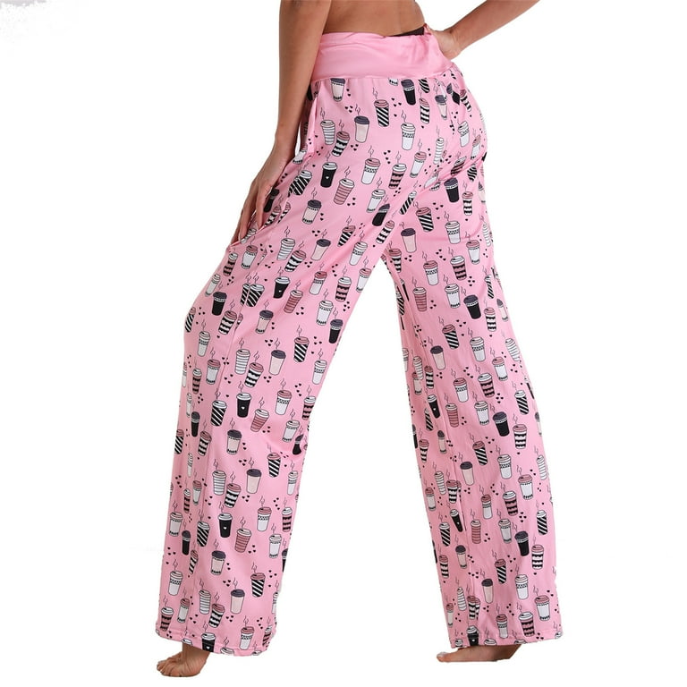 Track Pants Women Ladys Casual High Waist Loose Pants Comfy Stretch Printing Wide Leg Pants Bottom Trousers