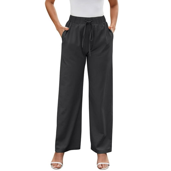 uublik Track Pants for Women Black with Pockets Casual Loose Comfy High Waisted Lounge Pants
