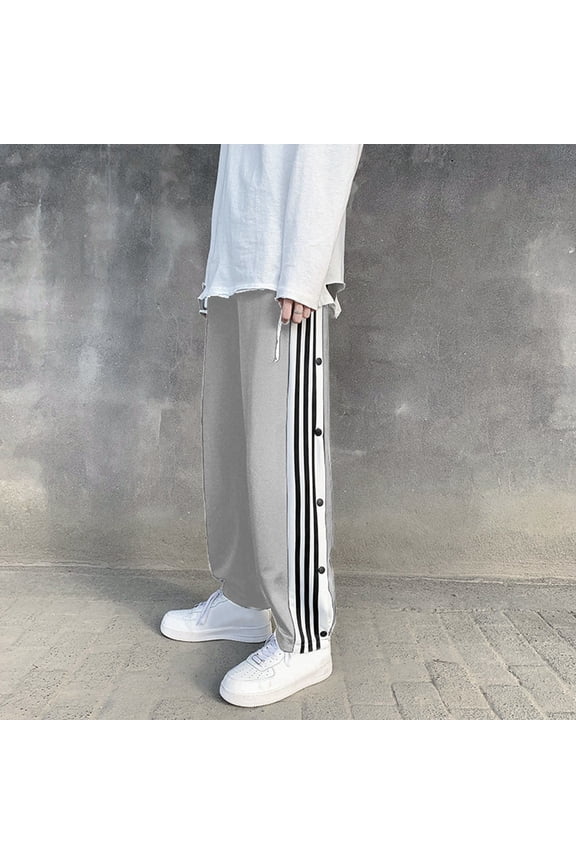 Track Pants for Women Split Snap Button Post Surgery Sweatpants Relaxed Fit Casual Straight Leg Sport Pants Grey M