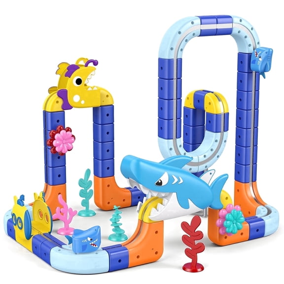 Magnetic Race Car Track Set for Kids, Toys Gifts for 3-8 Year Old Boys, Train Toys Educational Toy for Kids Age 3-12, Ocean Theme