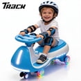 thumbnail image 1 of Track Seven 12V Electric Wiggle Car with Pedal, 2 in 1 Swing Car, Bluetooth, LED Lights, Flashing PU Wheels, Max Speed 5 Mph, Anti-Rollover, 12V Ride on Toy Car for Kids Toddlers Aged 3+, Blue, 1 of 8