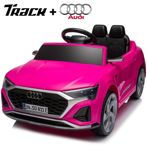 Track Seven 12V Kids Ride on Car, Licensed Audi SQ8 Kids Electric Car with Remote Control, Dual Drive, Music, LED Light, Soft Start, Kids Ride on Toy Car for Toddlers Boys Girls Aged 3+, Pink