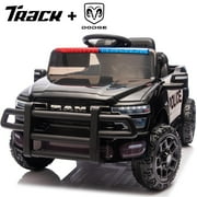 Track Seven 12V Ride on Car, Licensed Dodge RAM 3500 Ride On Truck with Remote Control, Rear Shock Suspension, LED Headlights, Low Battery Alarm, Bluetooth, Music, Ride on Toy for Kids Aged 3+, Black