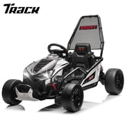 Track Seven 24V Electric Go Kart for Kids, Drift Cart with 400W Motors, Max 7 Mph, Protective Roll Cage, Metal Frame, 5-Point Harness, Bluetooth, 24V Ride on Toy Car Kart for Kids Aged 6+, Black