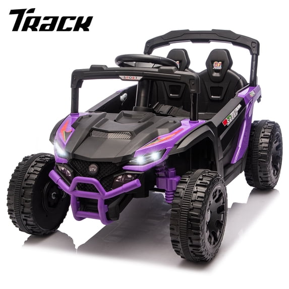 Track Seven 24V Kids Ride on Car, Electric UTV with Remote Control, Bluetooth, Music, 4-Wheel Suspension, Anti-Collision Bar, 14.6" Wide Single Seat, 24V Ride on Toy Car for Boys Girls Age 3+, Purple