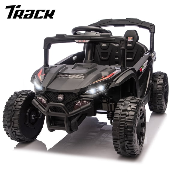 Track Seven 24V Kids Ride on Car, Electric UTV with Remote Control, Bluetooth, Music, 4-Wheel Suspension, Anti-Collision Bar, 14.6" Wide Single Seat, 24V Ride on Toy Car for Boys Girls Aged 3+, Black