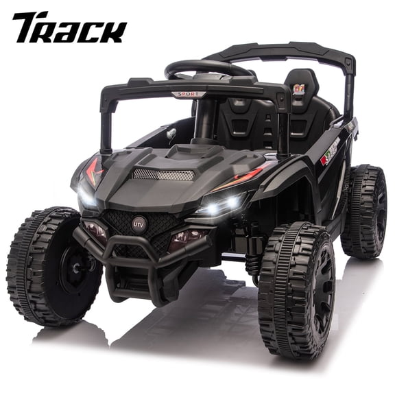 Track Seven 24V Kids Ride on Car, Electric UTV with Remote Control, Bluetooth, Music, 4-Wheel Suspension, Anti-Collision Bar, 14.6" Wide Single Seat, 24V Ride on Toy Car for Boys Girls Aged 3+, Black