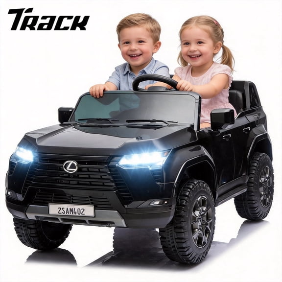 Track Seven 24V Ride on Car, Licensed Lexus GX550 2-Seater Electric Car with Remote Control, Bluetooth, LED Lights, Four-Wheel Suspension, 24V Electric Ride on Toy Car for Kids Aged 3+, Black