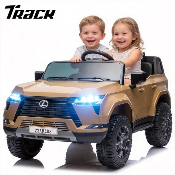 Track Seven 24V Ride on Car, Licensed Lexus GX550 2-Seater Electric Car with Remote Control, Bluetooth, LED Lights, Four-Wheel Suspension, 24V Electric Ride on Toy Car for Kids Aged 3+, White