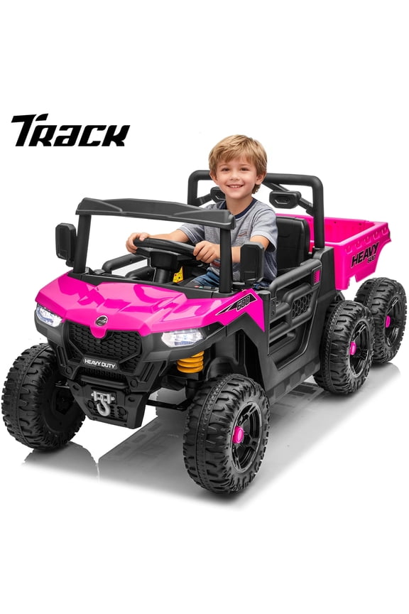 24V Ride on Dump Truck, 400W 6-Wheel Ride on UTV Car for Big Kids with Electric Dump Bed, Remote Control, Music, Lights, Spring Suspension, 24V Ride on Toy Car for Kids Aged 3+, Pink