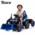 thumbnail image 1 of Track Seven 24V Ride on Excavator, 4-in-1 Construction Tractor with 180° Swivel Seat, Detachable Wagon, Manual Backhoe Lever, Remote Control, Music, 24V Ride on Toy Car for Boys Girls Aged 3+, Blue, 1 of 7