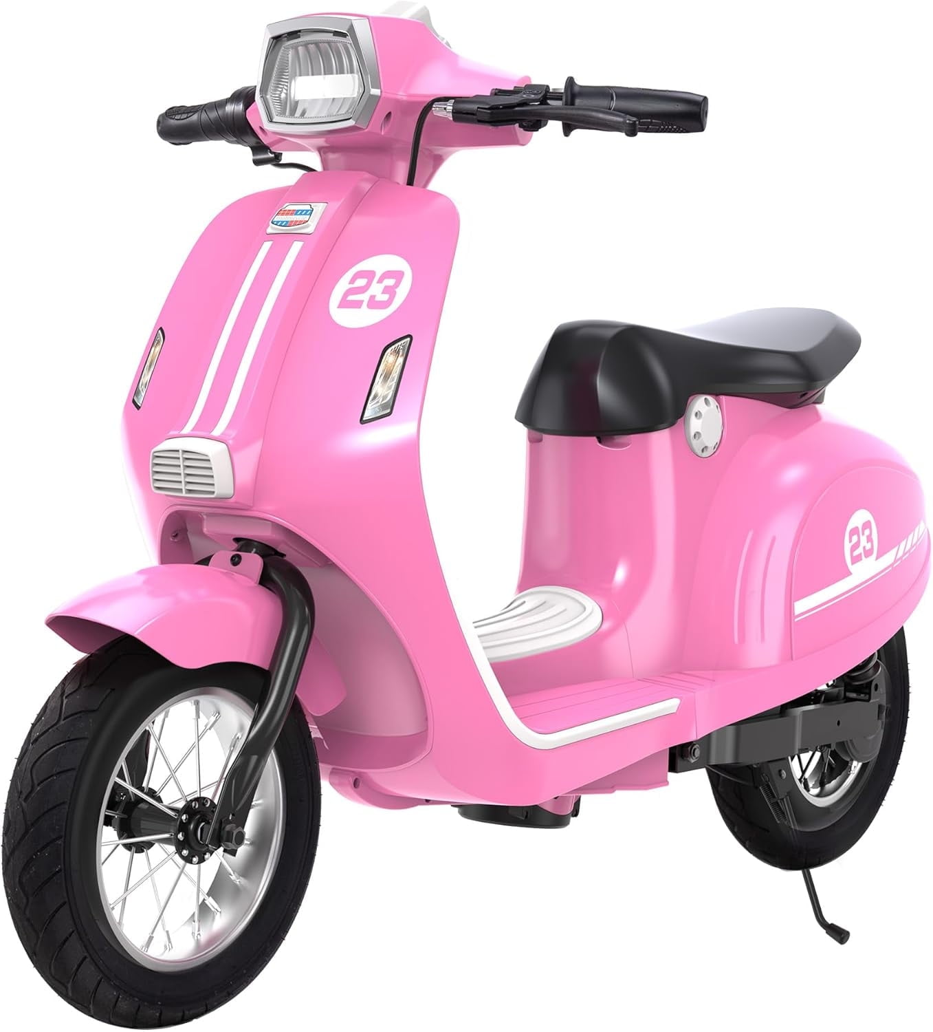 Track Seven 24V Ride on Motorcycle 250W Electric Motorcycle,  Max Speed 10 Mph, Twist-Grip Throttle,  2 Speeds, MP3 Player, Bluetooth, Ride on Toy Car for Boys Girls Age 8+, Pink